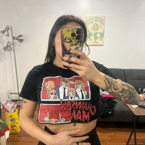 Black Graphic Crop Top